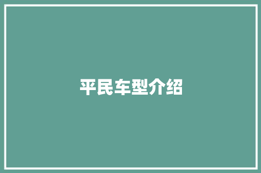 平民车型介绍