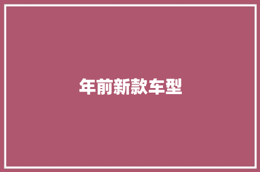 年前新款车型