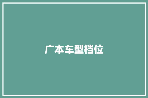 广本车型档位