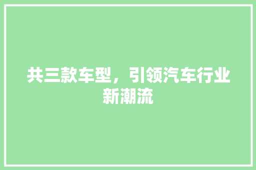 共三款车型，引领汽车行业新潮流