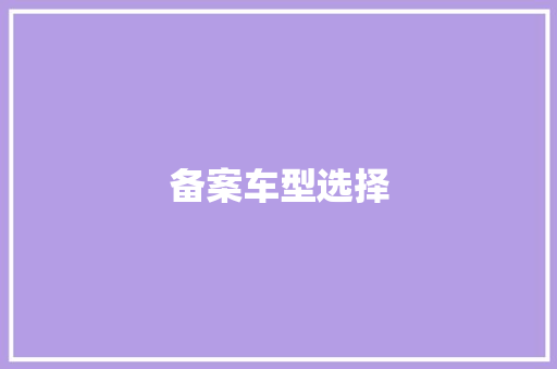 备案车型选择