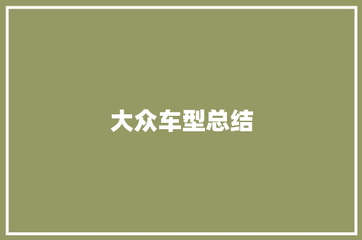 大众车型总结