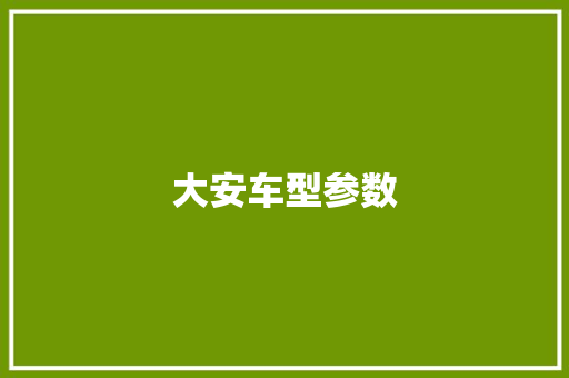 大安车型参数