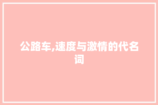 公路车,速度与激情的代名词