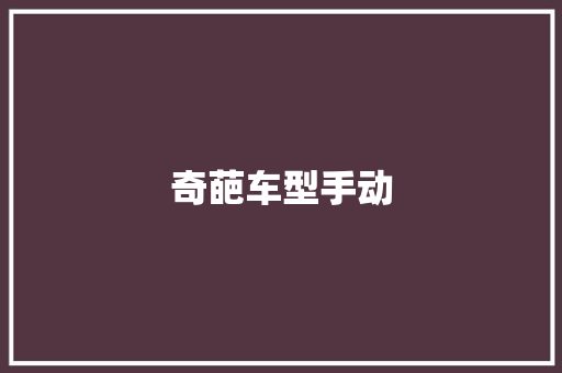 奇葩车型手动