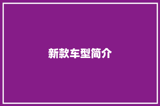 新款车型简介