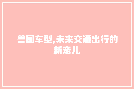 兽国车型,未来交通出行的新宠儿