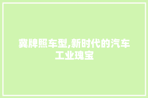 冀牌照车型,新时代的汽车工业瑰宝