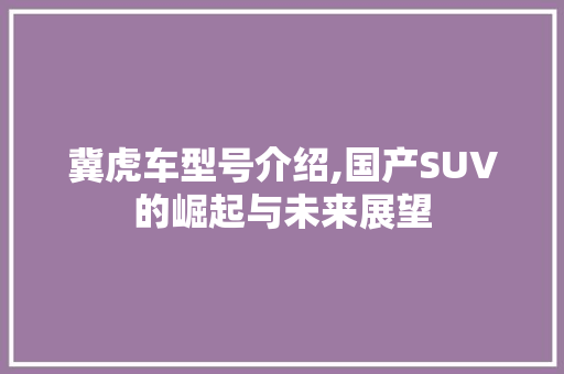 冀虎车型号介绍,国产SUV的崛起与未来展望