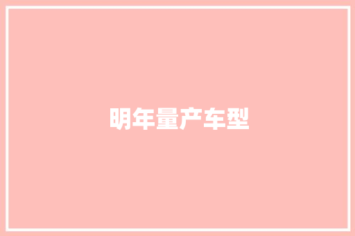明年量产车型
