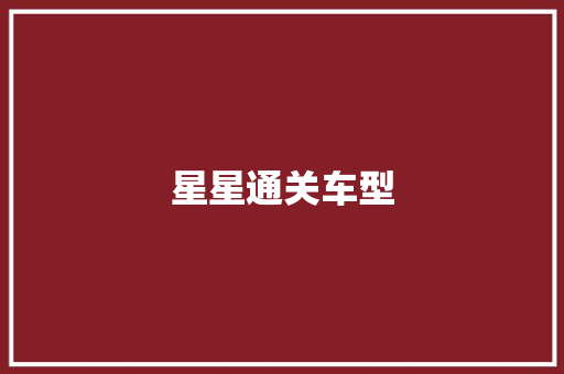 星星通关车型