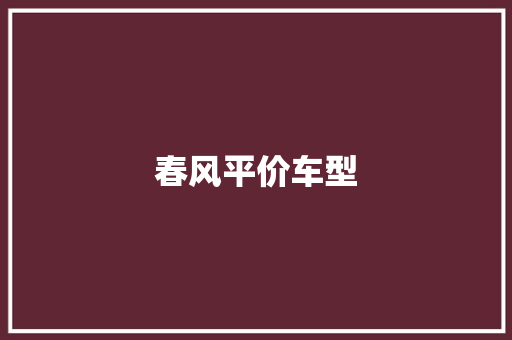 春风平价车型