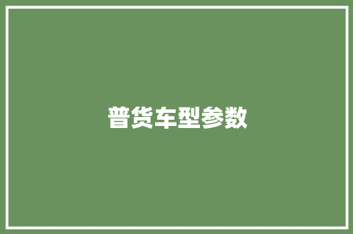 普货车型参数