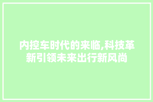 内控车时代的来临,科技革新引领未来出行新风尚