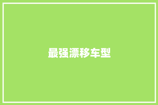 最强漂移车型
