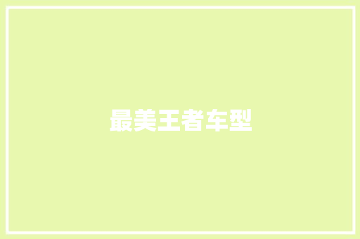 最美王者车型