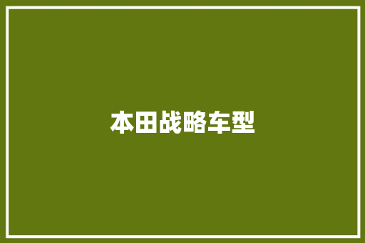 本田战略车型