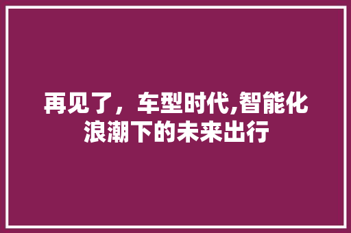 再见了，车型时代,智能化浪潮下的未来出行
