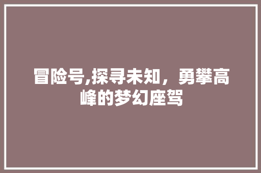 冒险号,探寻未知，勇攀高峰的梦幻座驾