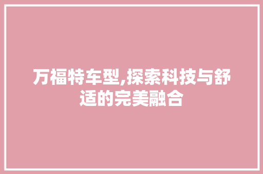 万福特车型,探索科技与舒适的完美融合 蓄电池配件