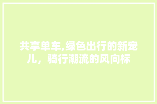 共享单车,绿色出行的新宠儿，骑行潮流的风向标