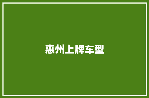 惠州上牌车型