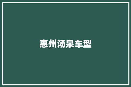 惠州汤泉车型