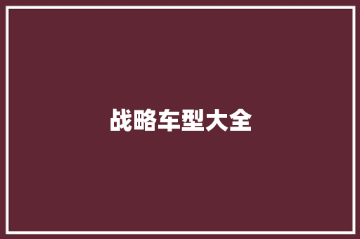 战略车型大全