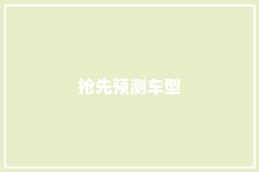 抢先预测车型