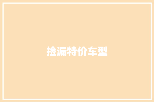 捡漏特价车型