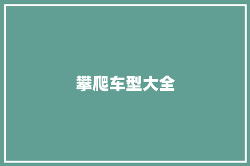 攀爬车型大全