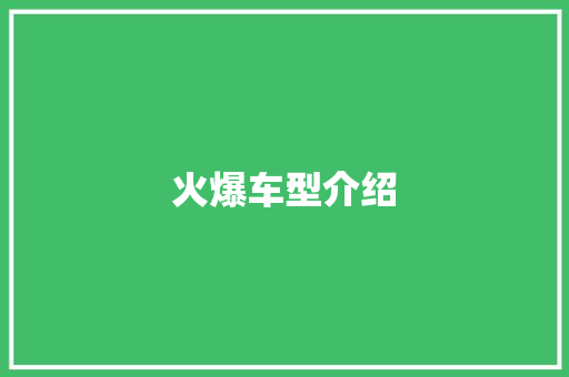 火爆车型介绍