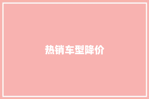 热销车型降价