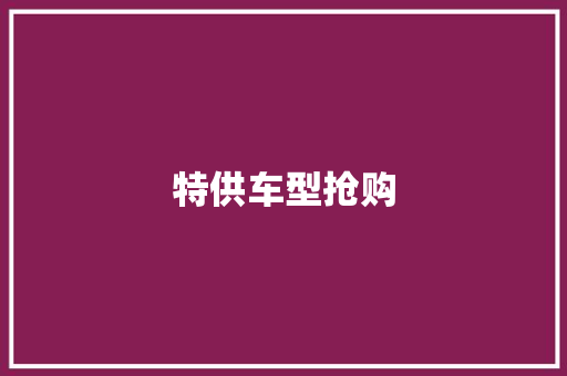 特供车型抢购