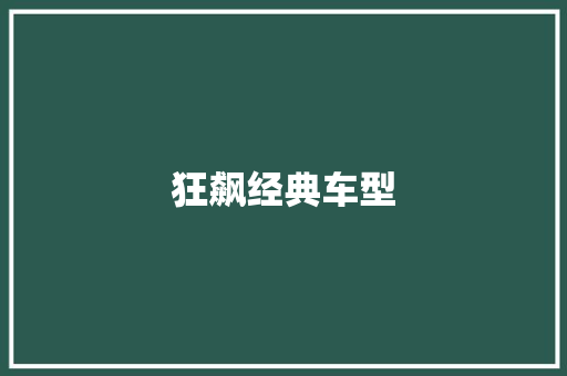 狂飙经典车型