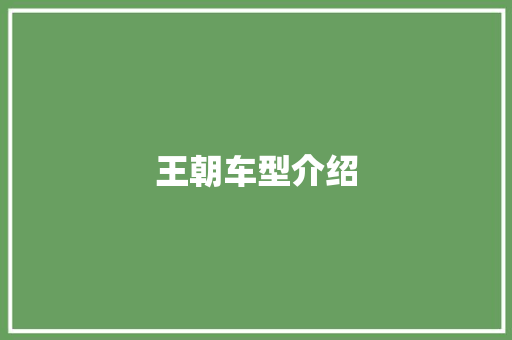 王朝车型介绍
