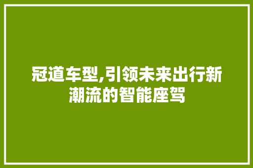 冠道车型,引领未来出行新潮流的智能座驾