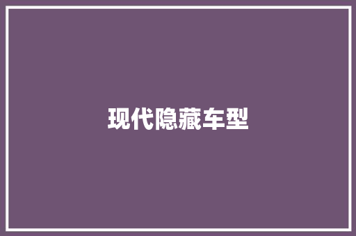现代隐藏车型