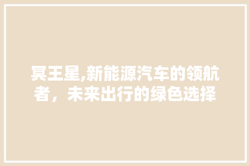 冥王星,新能源汽车的领航者，未来出行的绿色选择
