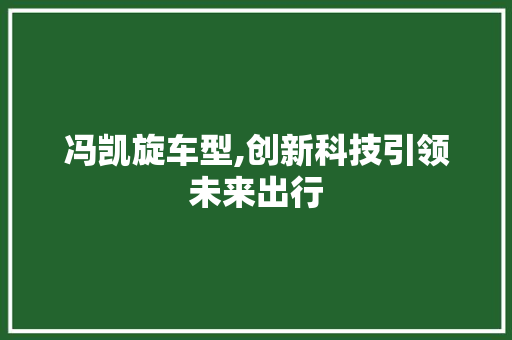 冯凯旋车型,创新科技引领未来出行