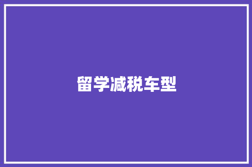 留学减税车型