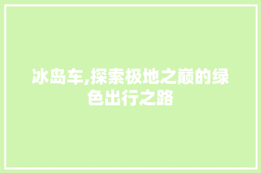 冰岛车,探索极地之巅的绿色出行之路