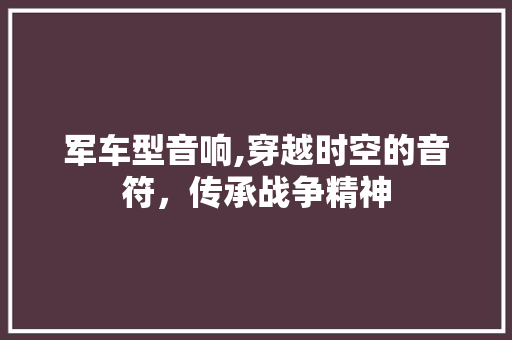 军车型音响,穿越时空的音符，传承战争精神 变速箱配件