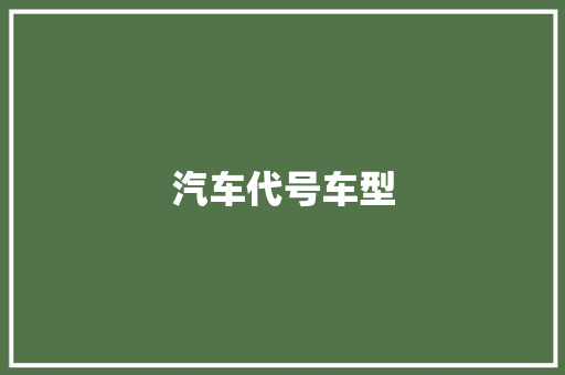 汽车代号车型