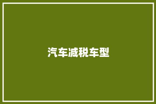 汽车减税车型