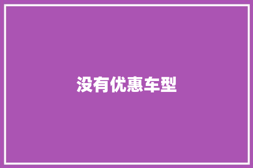 没有优惠车型