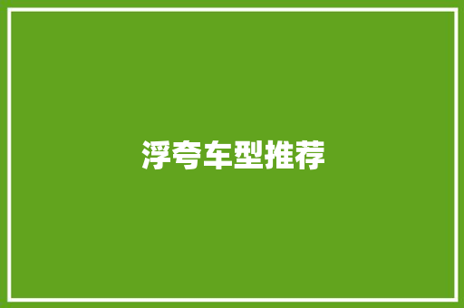 浮夸车型推荐
