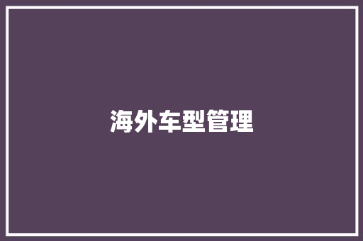 海外车型管理