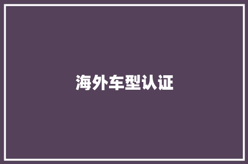 海外车型认证