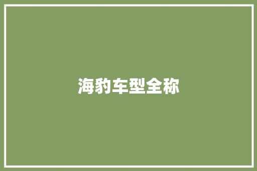海豹车型全称